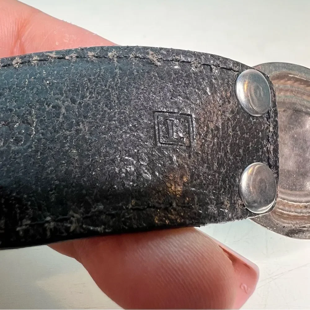 Fossil vintage leather silver detailing chunky links